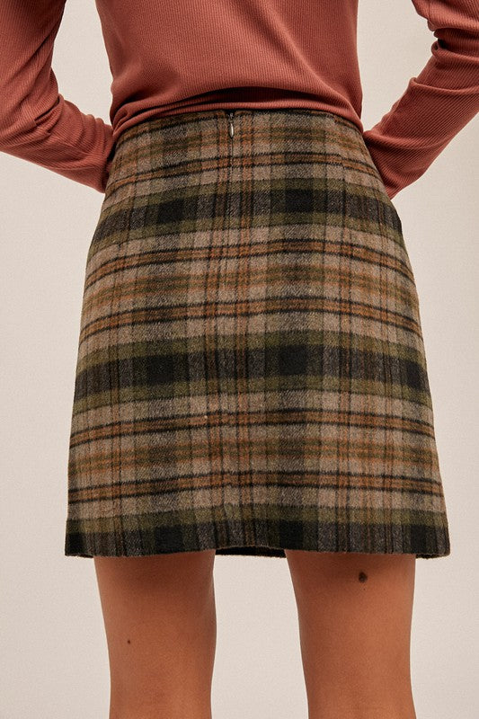 Plaid Lace Down Skirt