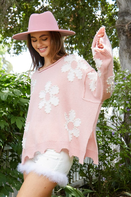 Pretty in Pink Pearls Sweater