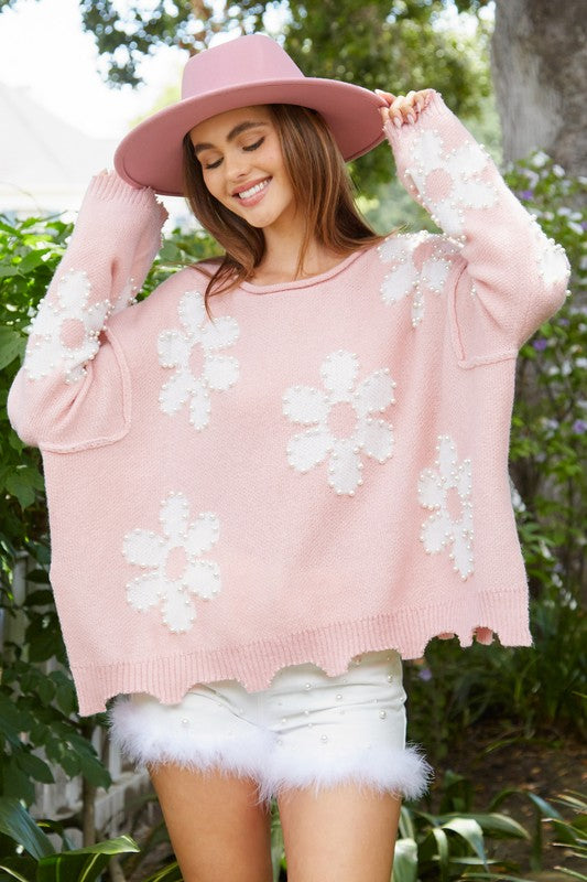 Pretty in Pink Pearls Sweater