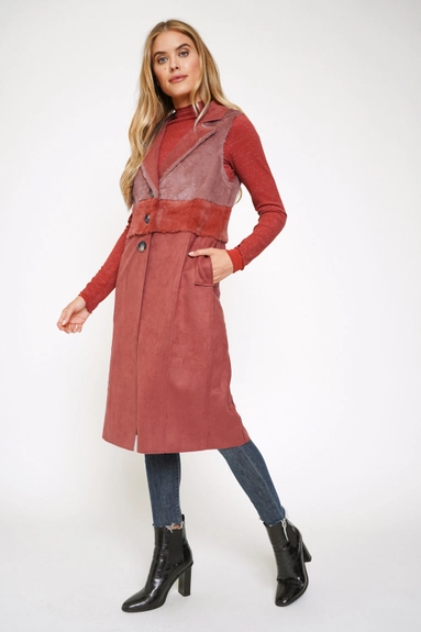 Malia Mauve Fur Mix Coat - Beciga