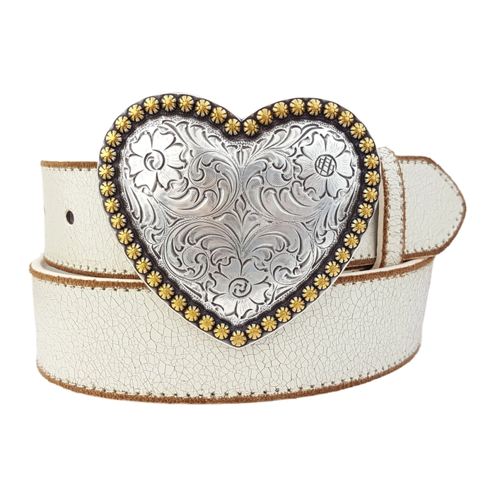 Western Heart Buckle W. Vintage Leather Belt