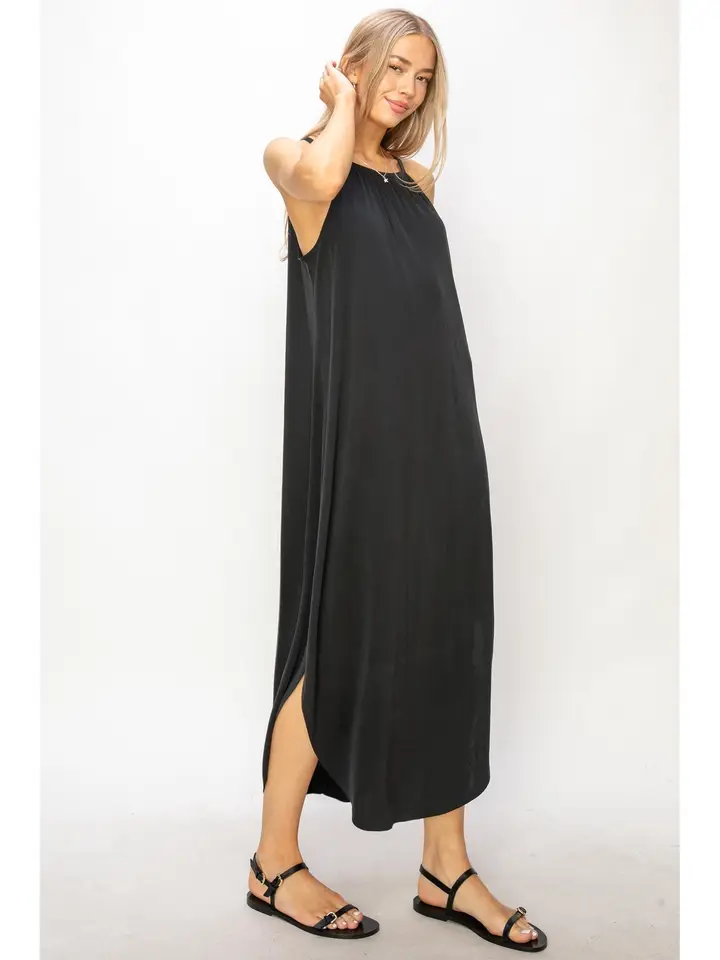 Nora Halter Neck Asymmetrical Midi Dress