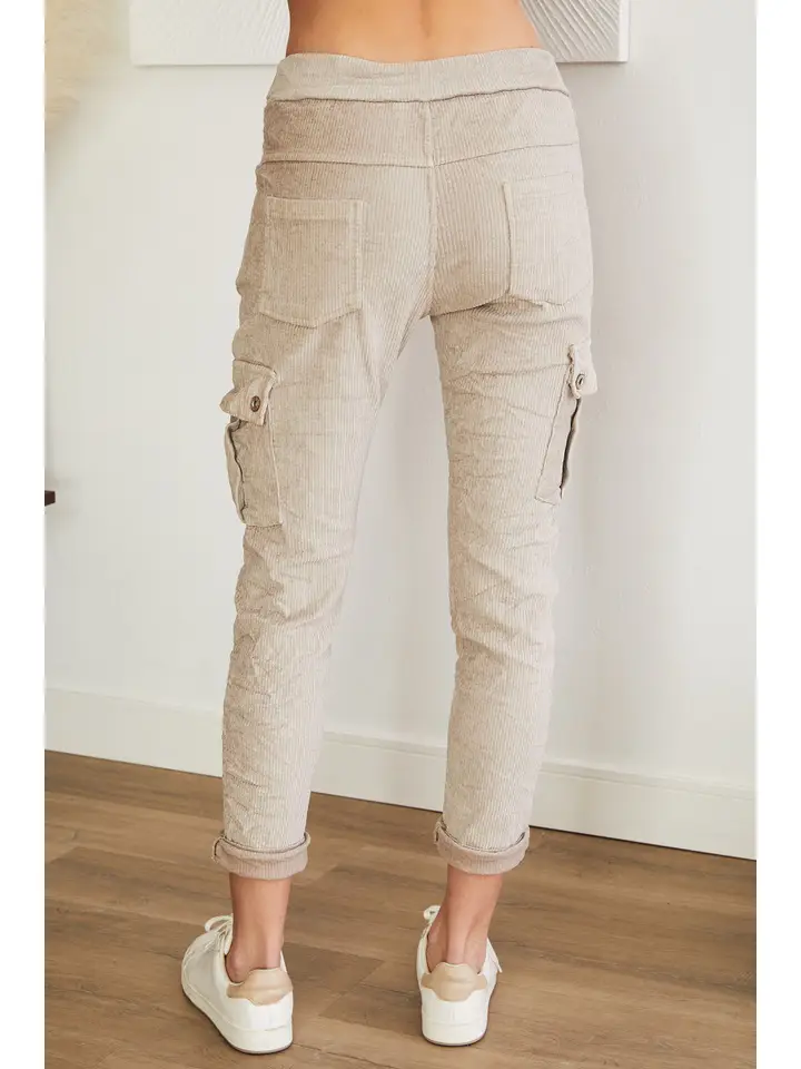 Wide Wale Corduroy Cargo Crinkle Joggers