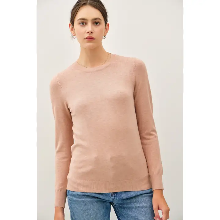 Basic Crew Neck Soft Knit Sweater (2 Colors!)