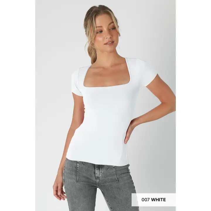 Square Neck Short Sleeve Top (3 Colors!)