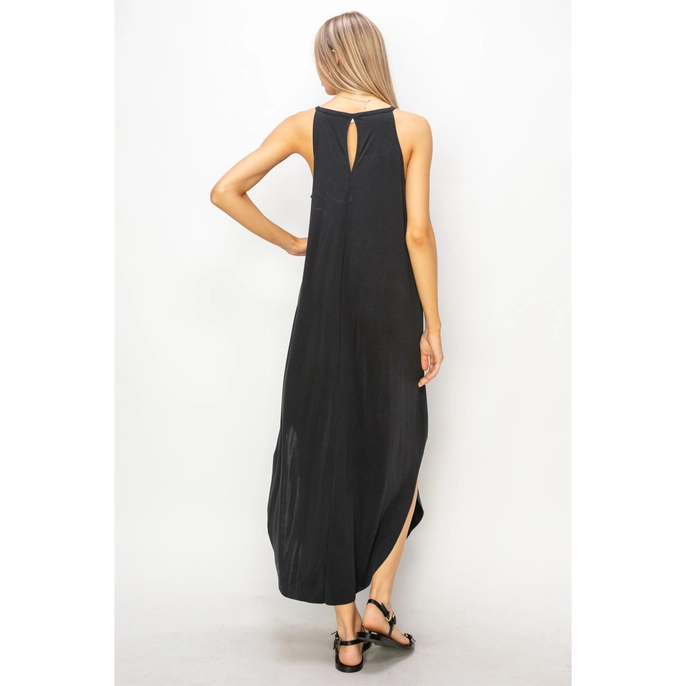 Nora Halter Neck Asymmetrical Midi Dress