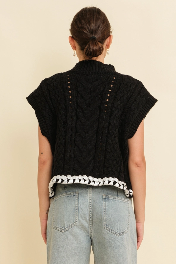 Cable Knit Drop Shoulder Sweater