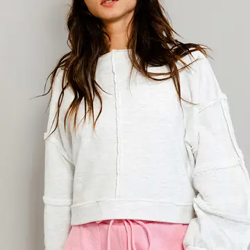 Solid Cropped Sweatshirt