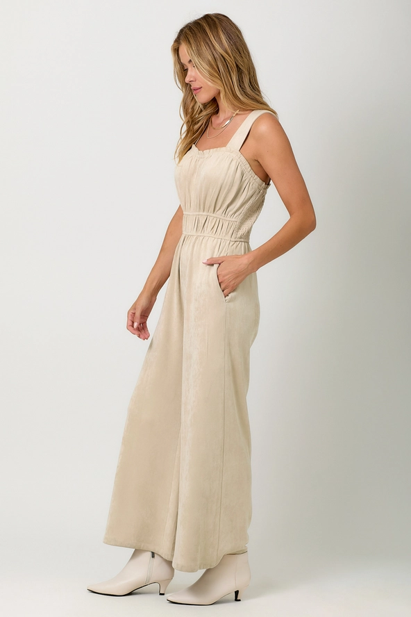 Suede Wide Leg Jumpsuit