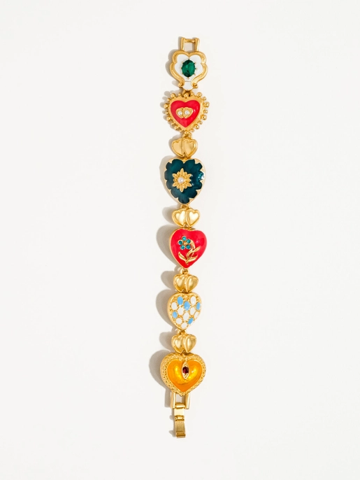 Elysian 18K Gold Boho Baroque Heart Color Bracelet