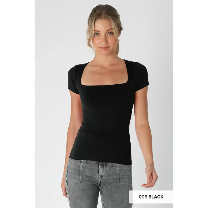 Square Neck Short Sleeve Top (3 Colors!)