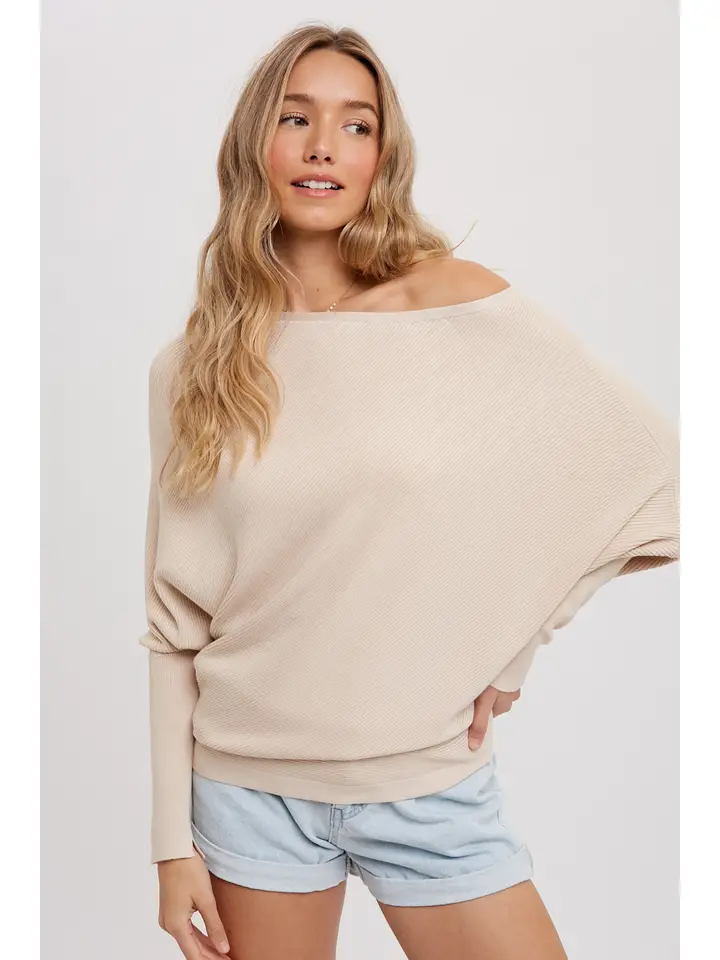 Asymmetrical Open Shoulder Dolman Top (2 Colors!)