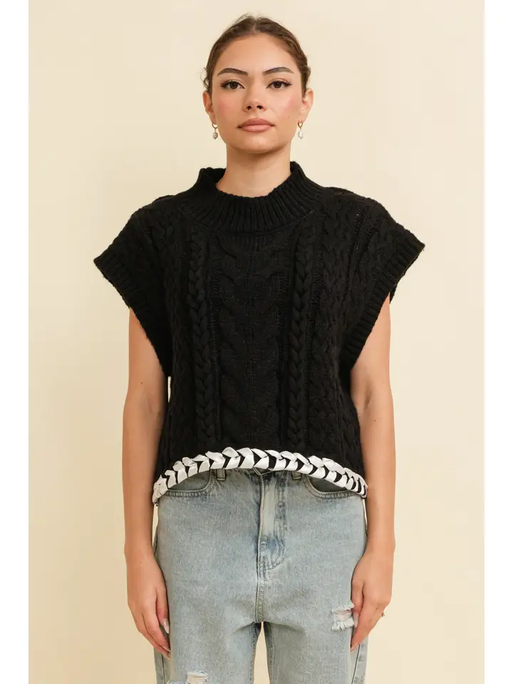 Cable Knit Drop Shoulder Sweater