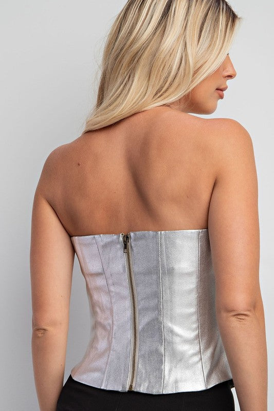 Bustier Metallic Top ( available in Gold only)