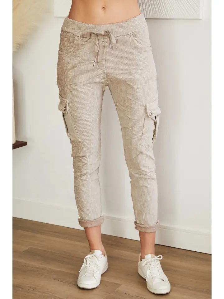 Wide Wale Corduroy Cargo Crinkle Joggers