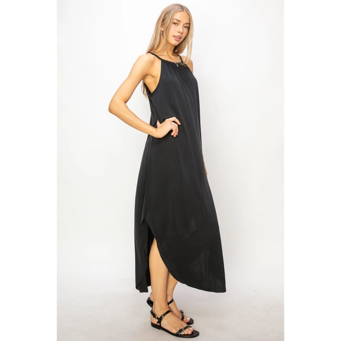 Nora Halter Neck Asymmetrical Midi Dress