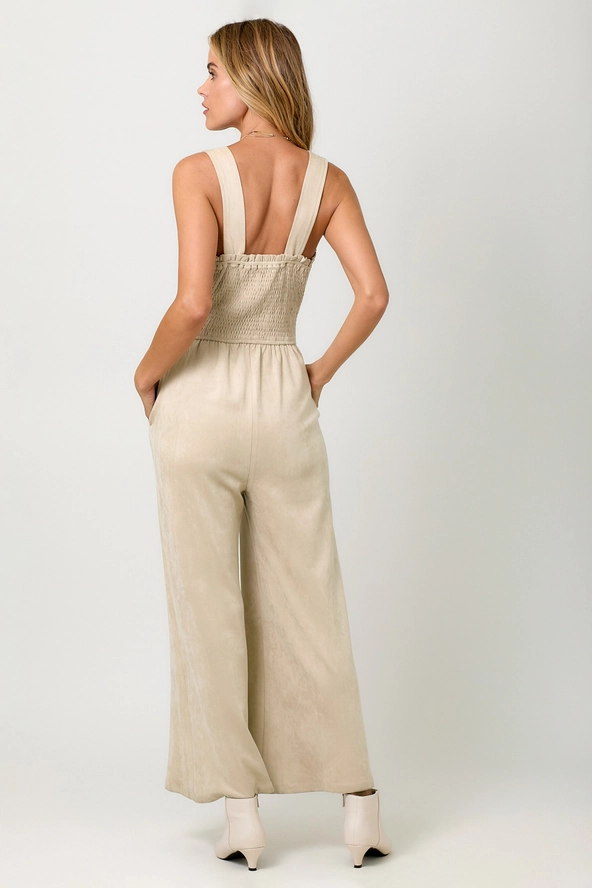 Suede Wide Leg Jumpsuit