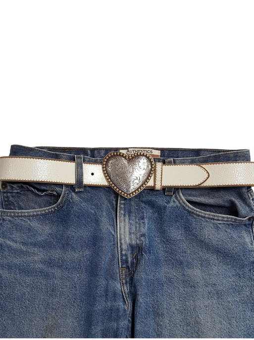 Western Heart Buckle W. Vintage Leather Belt