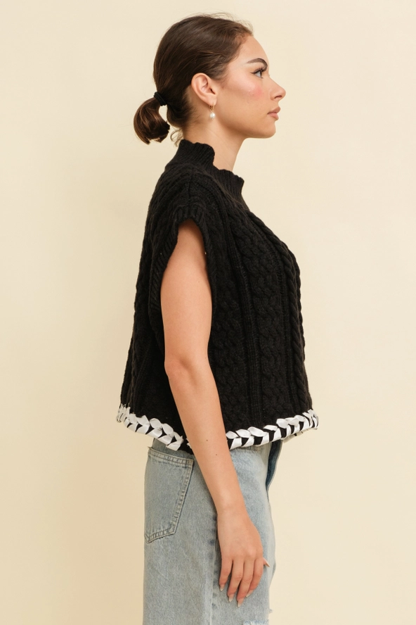 Cable Knit Drop Shoulder Sweater