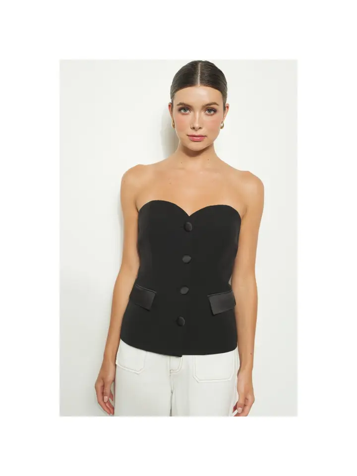 Strapless Sweetheart Button Up Bustier Top