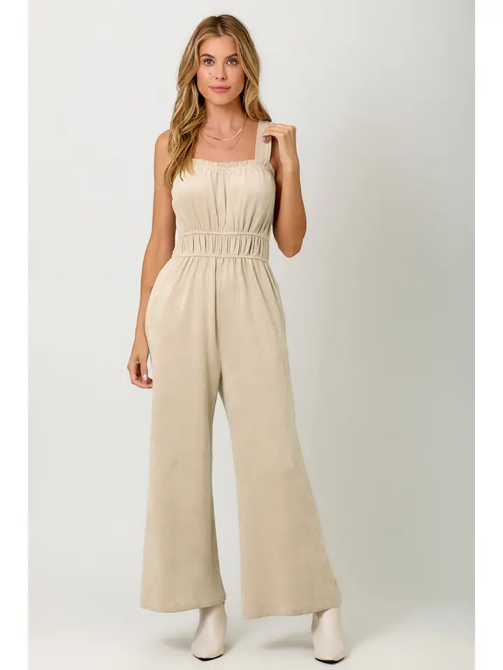 Suede Wide Leg Jumpsuit