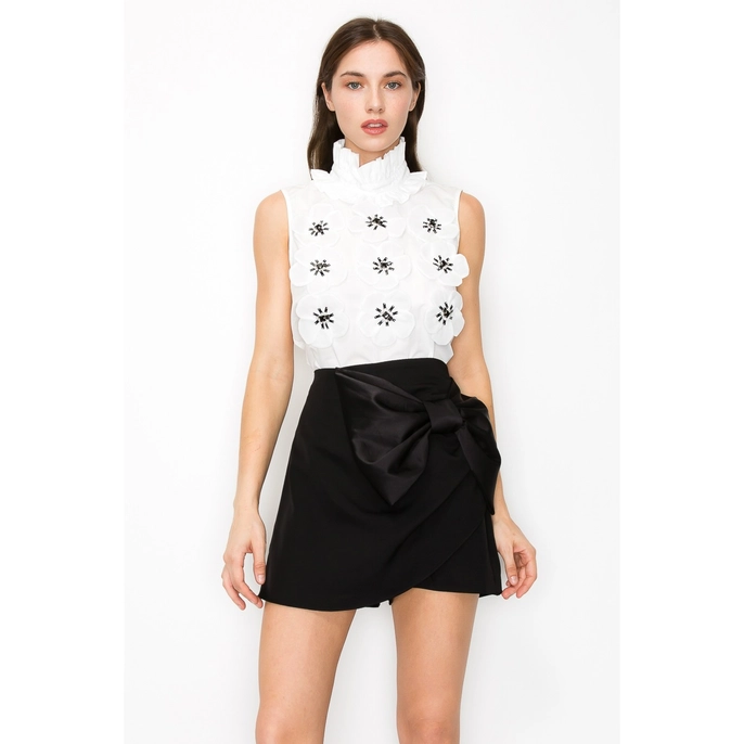 Babs Front Big Bow Wrap Detail Mini Skort