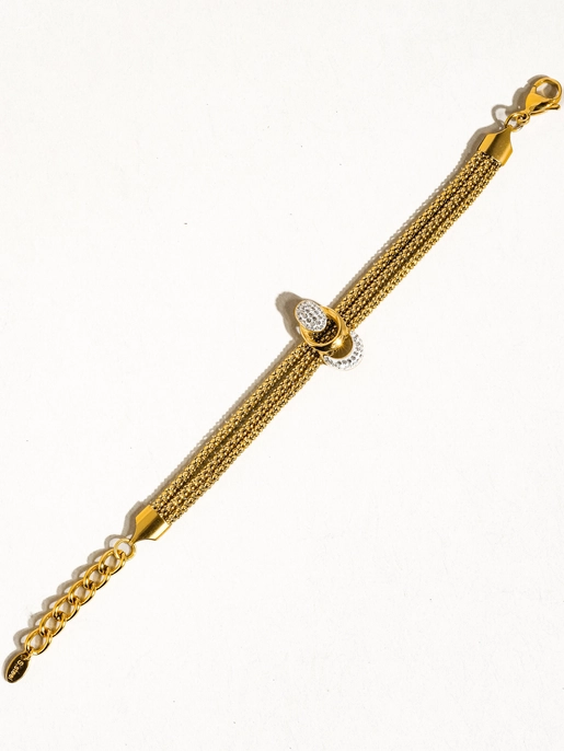 Audrey 18K Gold Non-Tarnish Cz Layered Chain Bracelet