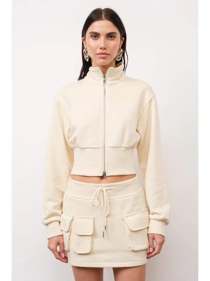 Alicia Cropped 2-Way Zip Up Jacket