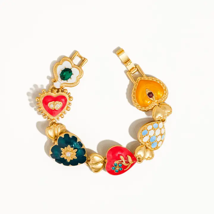 Elysian 18K Gold Boho Baroque Heart Color Bracelet