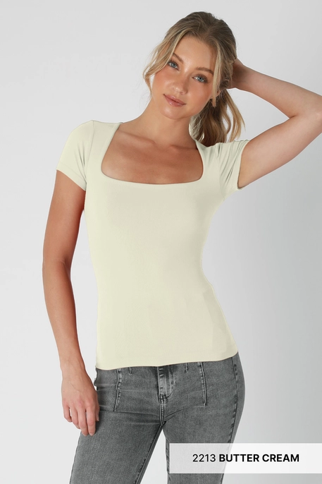 Square Neck Short Sleeve Top (3 Colors!)