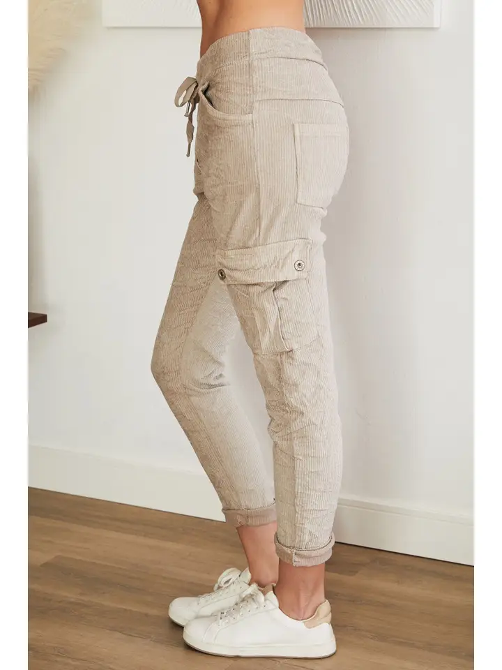 Wide Wale Corduroy Cargo Crinkle Joggers